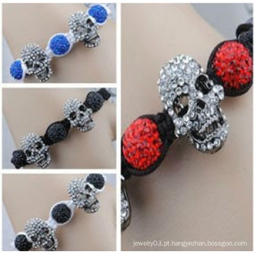 Handmade ajustável crânio pulseiras shamballa com bola de cristal BR166